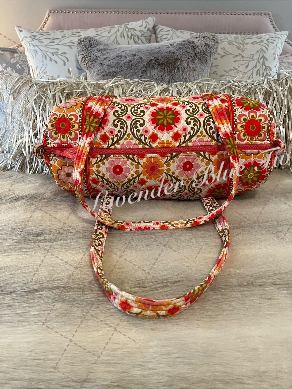 VERA BRADLEY Forloken 2011 M Duffle Bag Carryon Y2K Pink Orange Green Travel - Picture 8 of 12